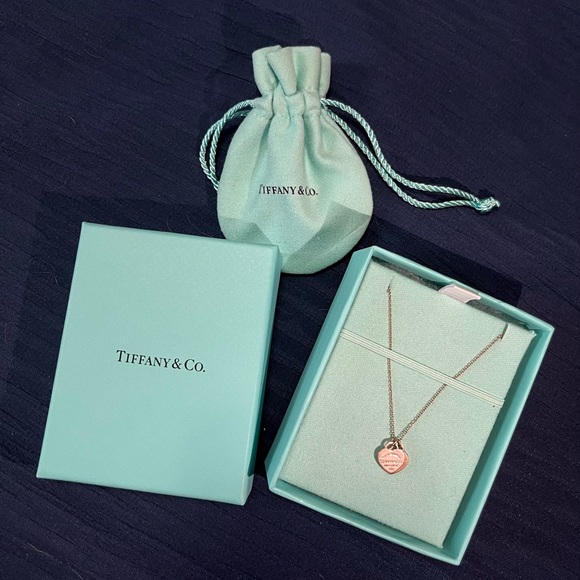 Tiffany & Co. Jewelry - Tiffany & Co Double Heart Mini Tag Pendant | Silver + Rubedo